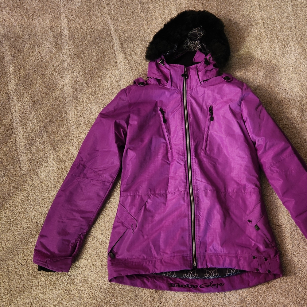 Women's Purple Jacket with Black Fur Trim